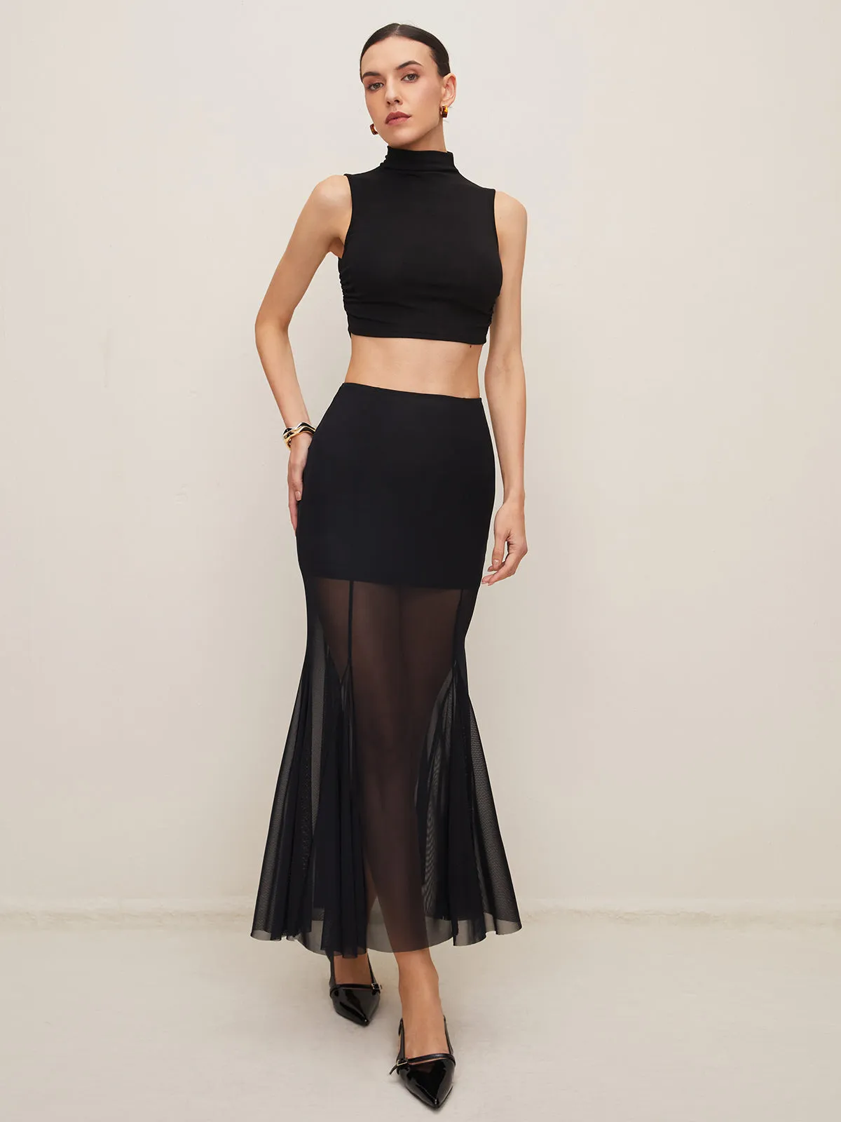 Plain Sheer Elegant Skirt sold by COMMENSE product image thumbnail 3