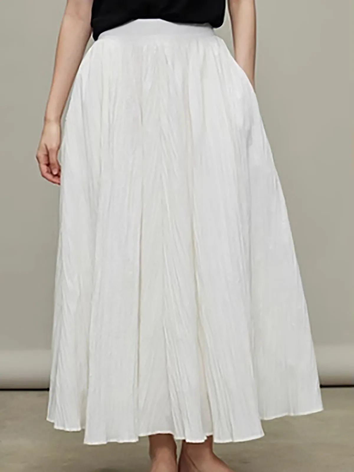 Pockets Pleated Maxo Skirt sold by COMMENSE product image thumbnail 4