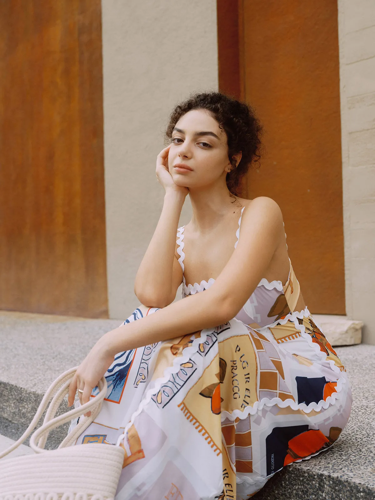 Dream Life Print Back Knotted Long Dress sold by COMMENSE product image thumbnail 5