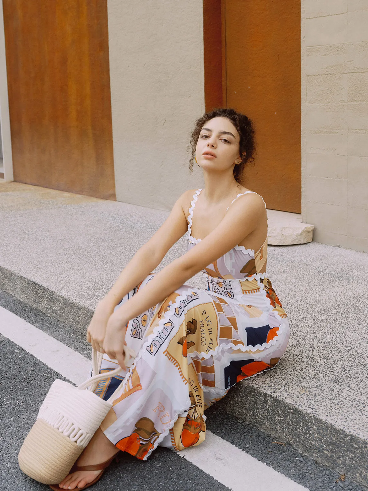 Dream Life Print Back Knotted Long Dress sold by COMMENSE product image thumbnail 3