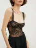 Floral Lace Bustier Bodysuit sold by COMMENSE