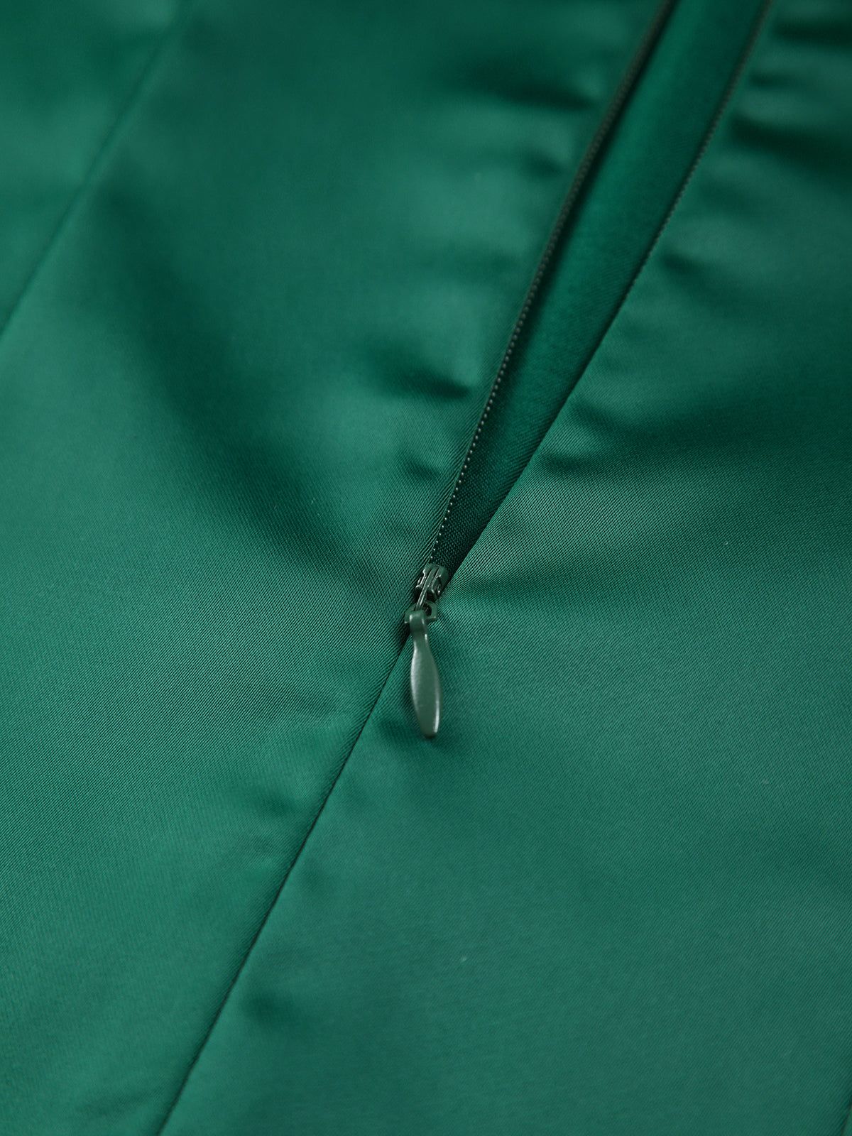 Emerald Green Fuzzy Trim Satin Midi Dress sold by COMMENSE product image thumbnail 4