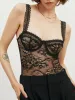 Floral Lace Bustier Bodysuit sold by COMMENSE