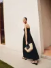 Cotton & Linen Pleat Strapless Long Dress sold by COMMENSE