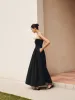 Cotton & Linen Pleat Strapless Long Dress sold by COMMENSE