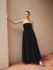 Cotton & Linen Pleat Strapless Long Dress sold by COMMENSE