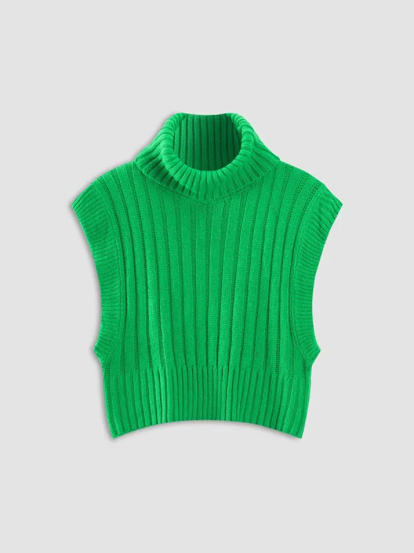 Turtleneck Rib Sweater Vest sold by COMMENSE