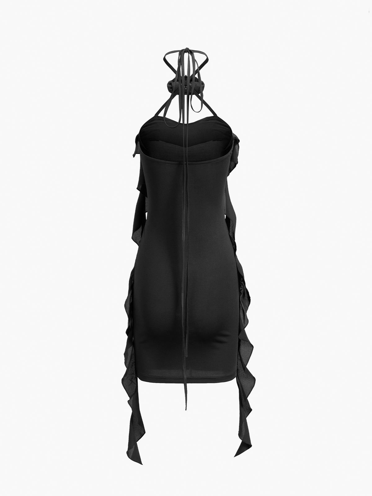 Rose Ruffle Halter Open Back Short Dress sold by COMMENSE product image thumbnail 2