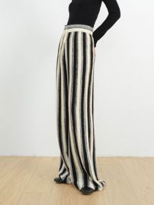 Stripe Drawstring Knitted Wide Leg Pants sold by COMMENSE