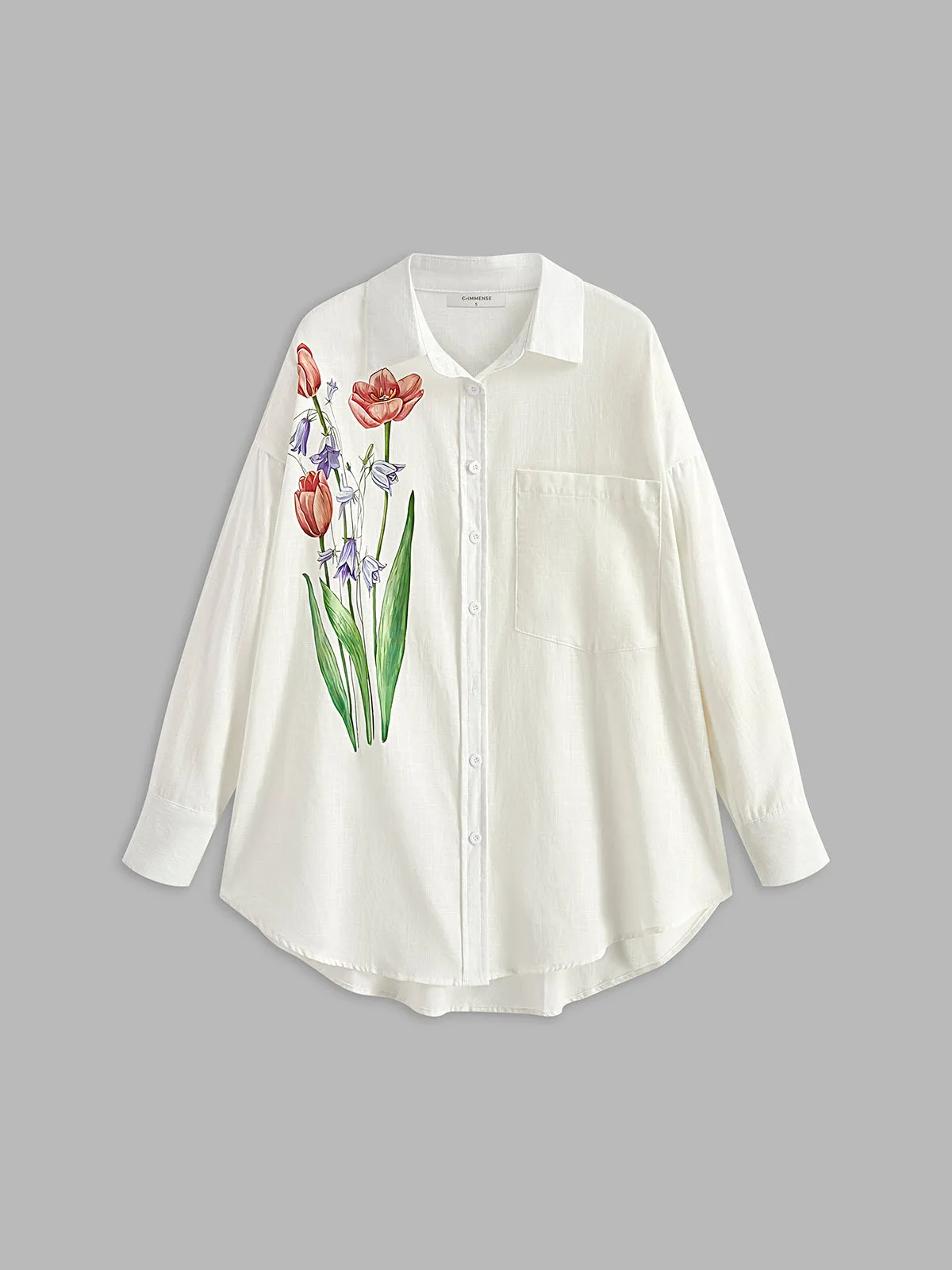 Printed Cotton Blends Lapel Shirt sold by COMMENSE