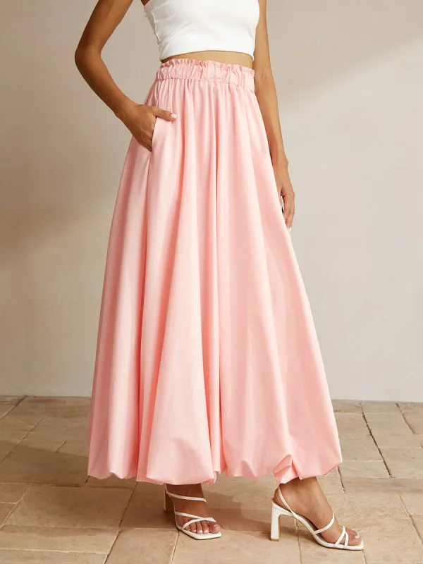 Bubble Elastic Waist Maxi Skirt sold by COMMENSE
