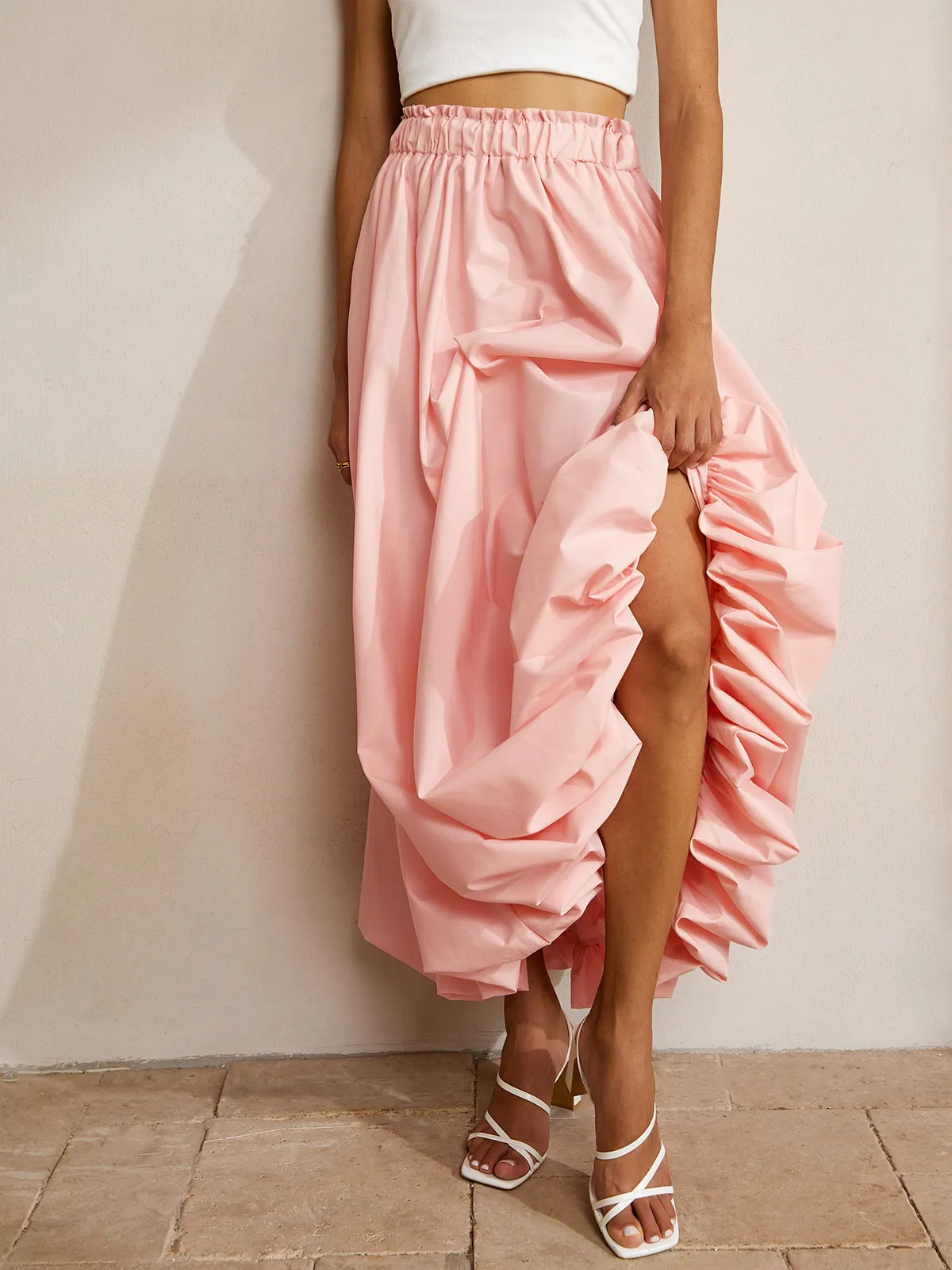 Bubble Elastic Waist Maxi Skirt sold by COMMENSE product image thumbnail 2