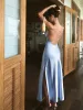 Satin Backless Split Thigh Long Dress sold by COMMENSE