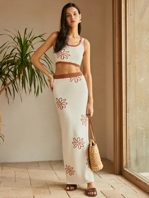 Contrast Trim Print Skirt Set sold by COMMENSE