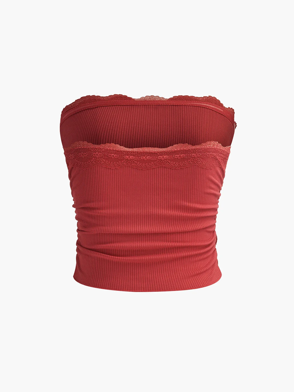Lace Trim Bow Strapless Tank Top sold by COMMENSE product image thumbnail 2