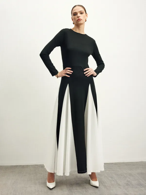 Color Block Chiffon Flowy Dress sold by COMMENSE
