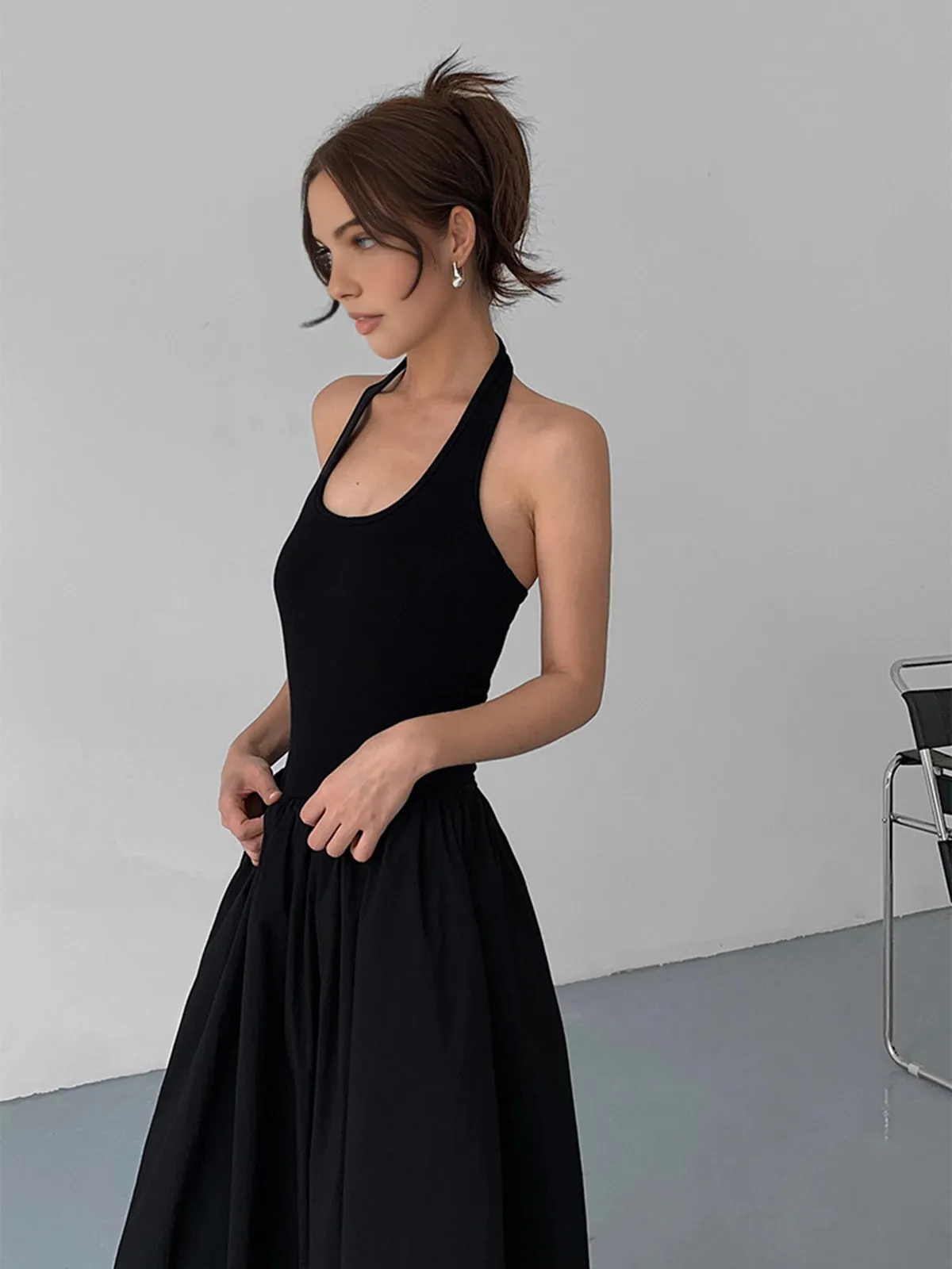 Minimalist Halter Backless Long Dress sold by COMMENSE product image thumbnail 5