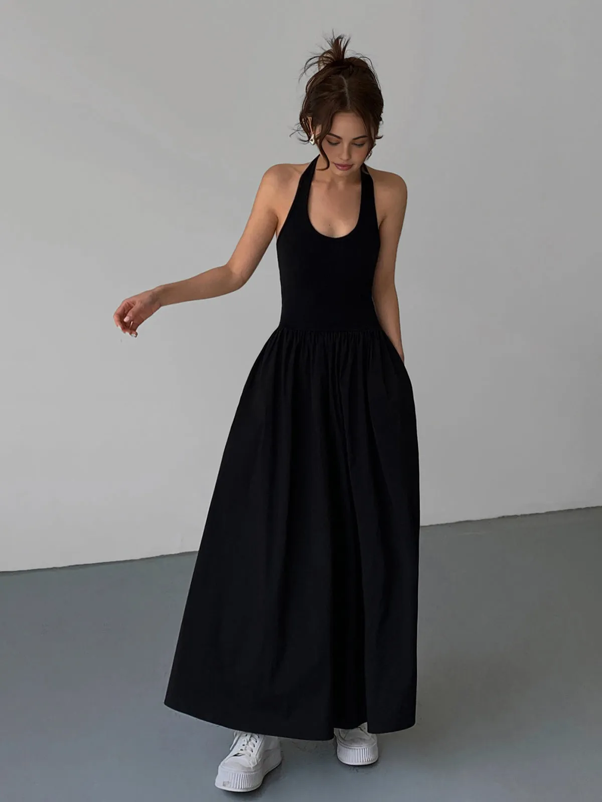 Minimalist Halter Backless Long Dress sold by COMMENSE product image thumbnail 2