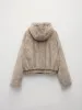 Double Pockets Hooded Furry Jacket sold by COMMENSE