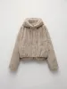 Double Pockets Hooded Furry Jacket sold by COMMENSE
