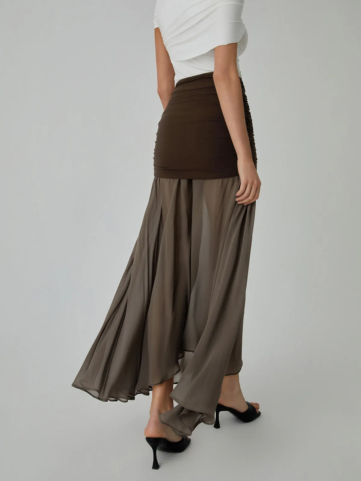 Net Chiffon Patchwork Maxi Skirt sold by COMMENSE product image thumbnail 5