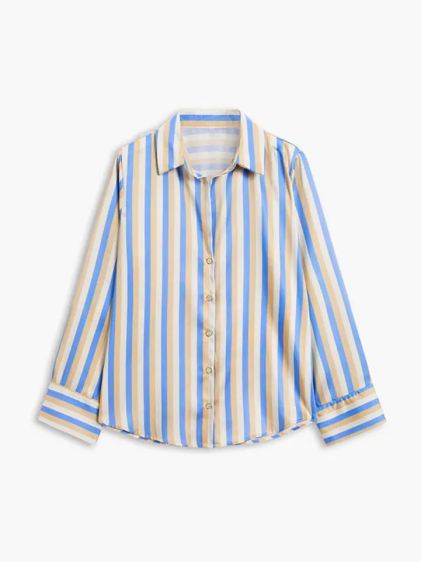 Striped Classic Button Down Shirt sold by COMMENSE