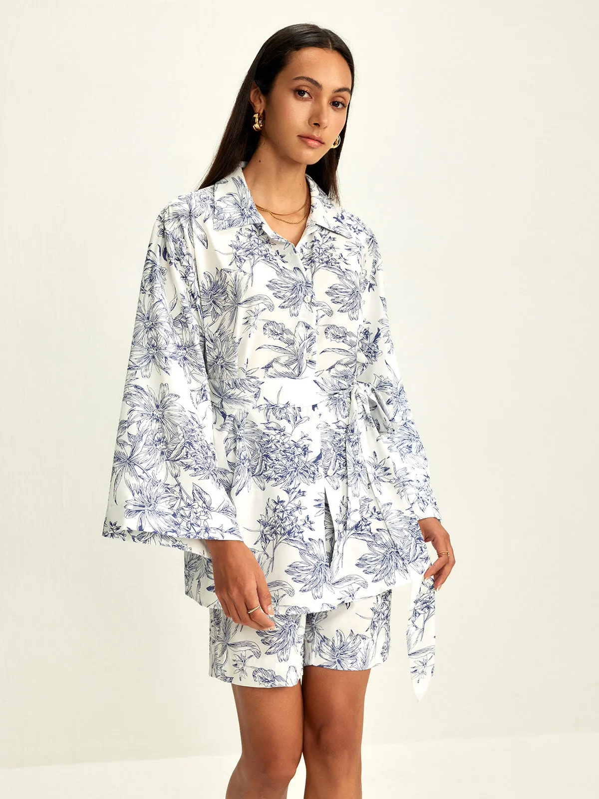 Floral Printed Belt Shorts Set sold by COMMENSE product image thumbnail 3