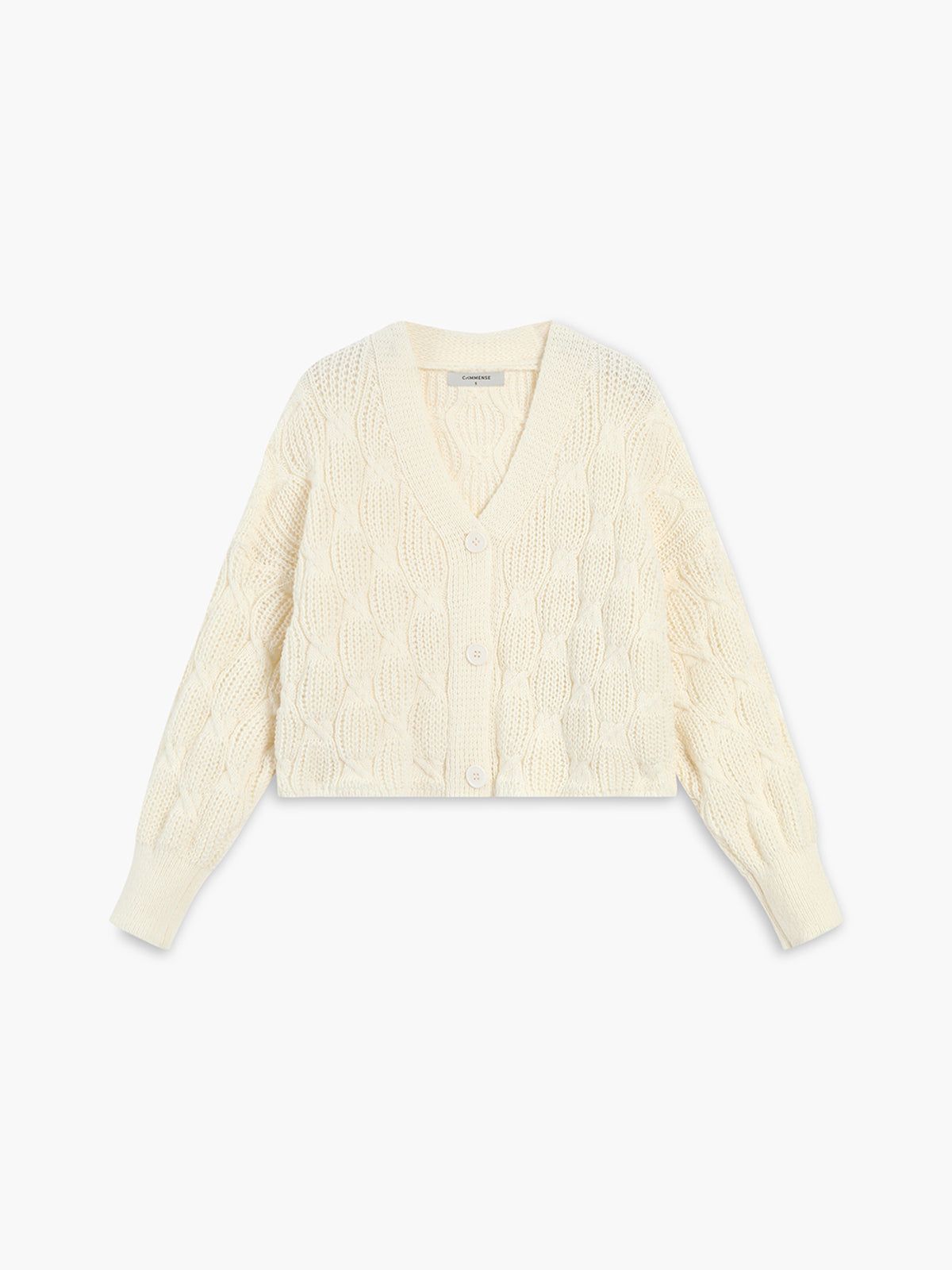Knit Crocheted Solid Cardigan sold by COMMENSE
