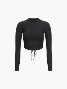 Tie Back Long Sleeve Crop Shirt sold by COMMENSE