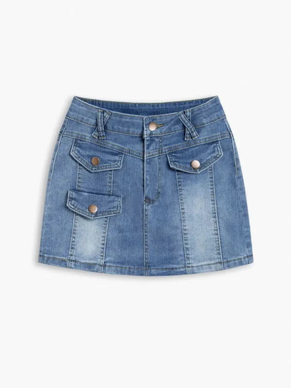 Utility Denim Short Skirt sold by COMMENSE