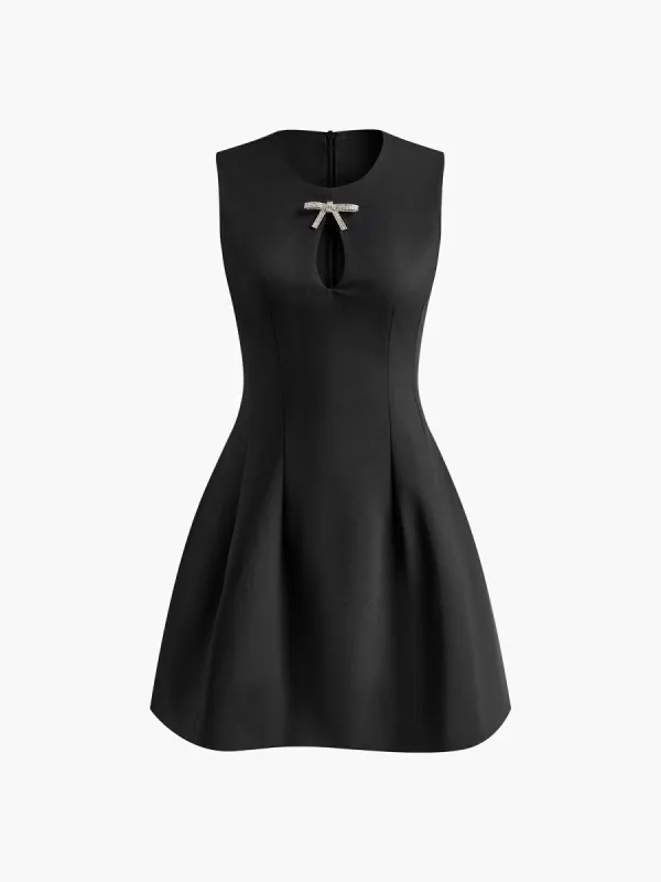 Rhinestone Bow Piping Tank Dress sold by COMMENSE
