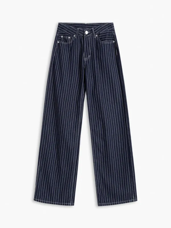 Pinstripe Denim Straight Leg Jeans sold by COMMENSE