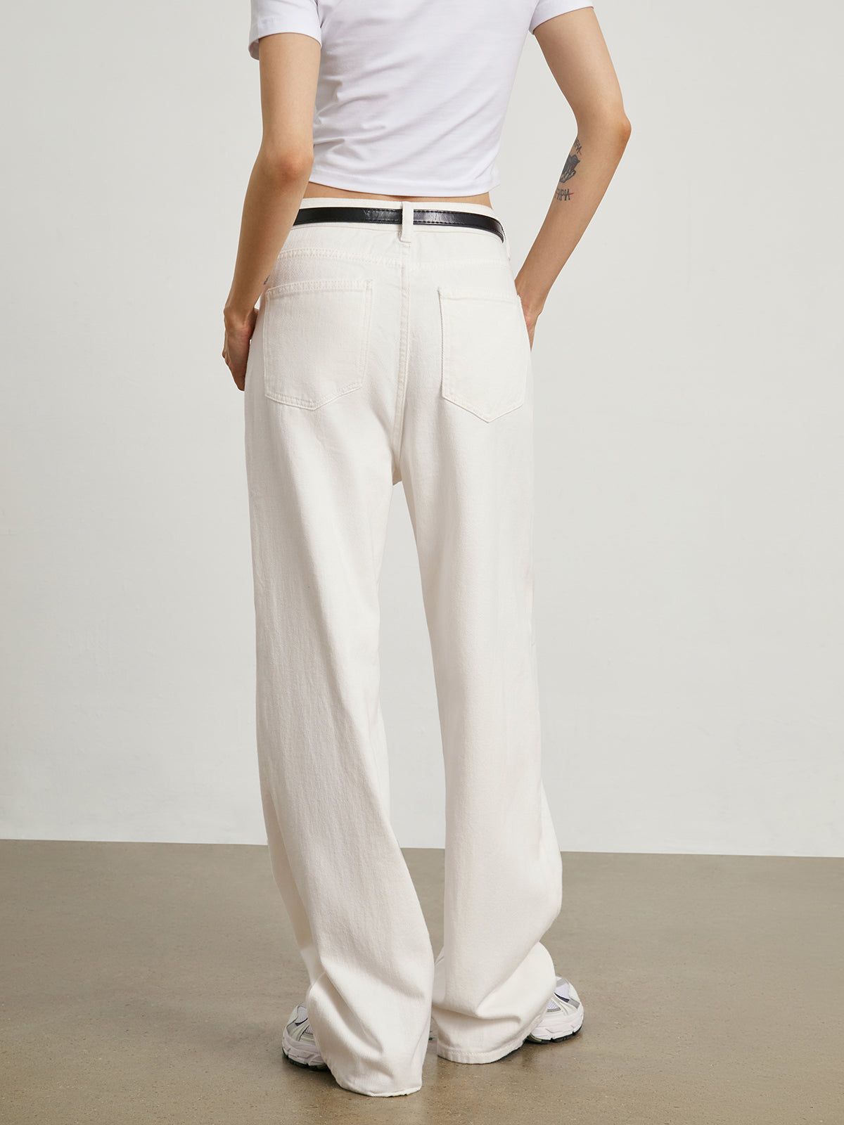 White Denim Cotton Wide Leg Jeans sold by COMMENSE product image thumbnail 2