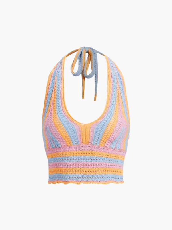 Lollipop Crochet Crop Halter Crop Top sold by COMMENSE