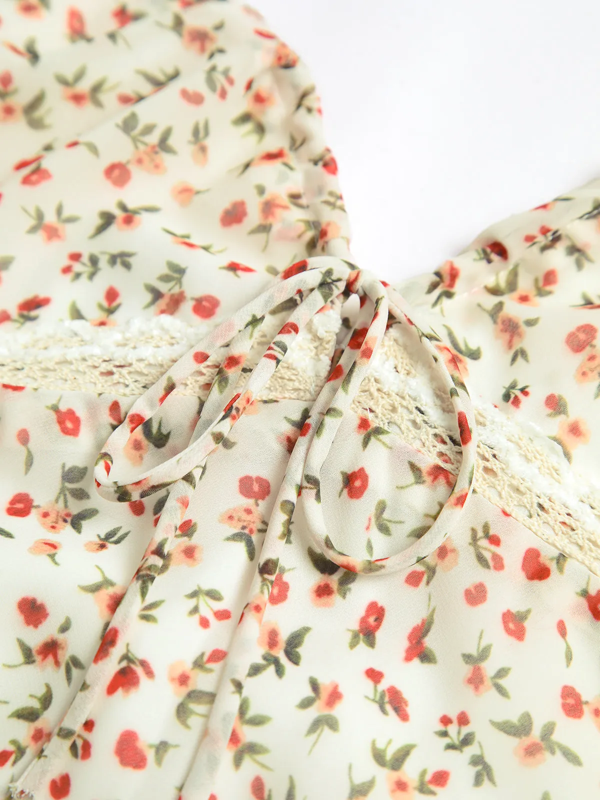 Boho Ditsy Floral Knotted Cami Long Dress sold by COMMENSE product image thumbnail 4