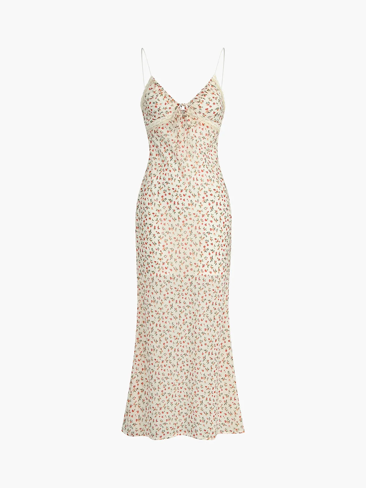 Boho Ditsy Floral Knotted Cami Long Dress sold by COMMENSE