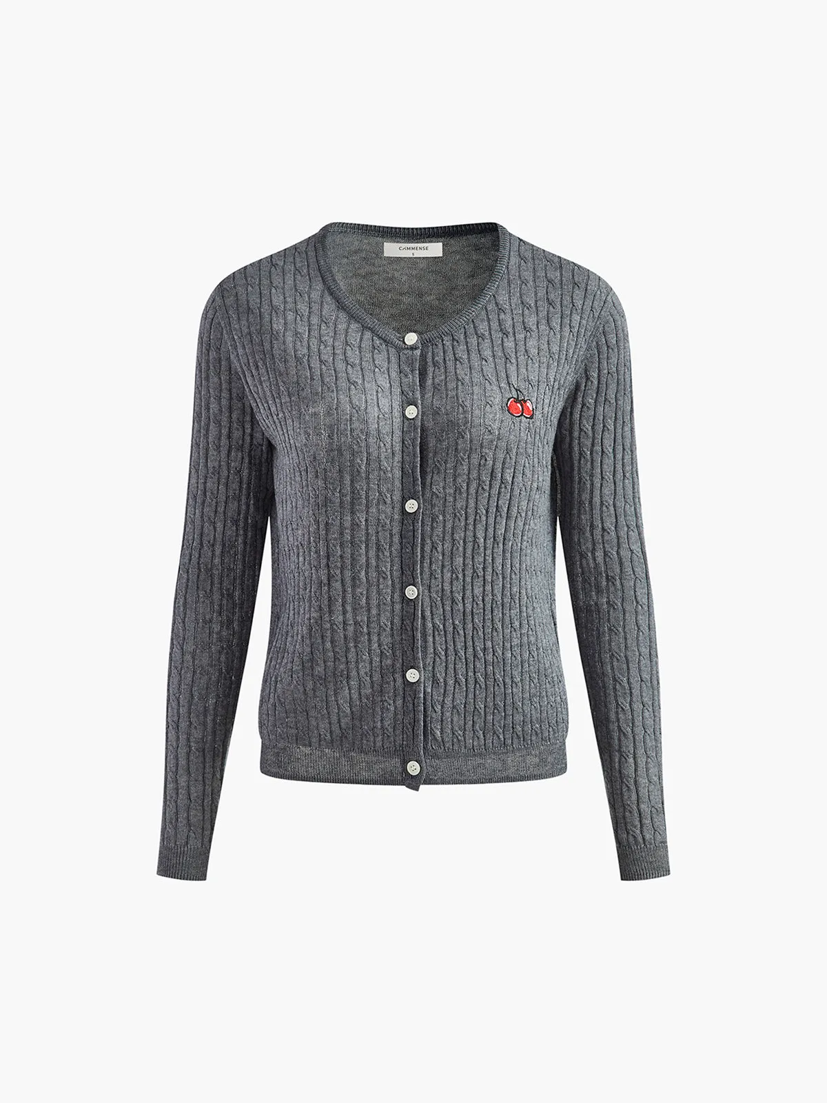 Jacquard Cable Knit Cardigan sold by COMMENSE