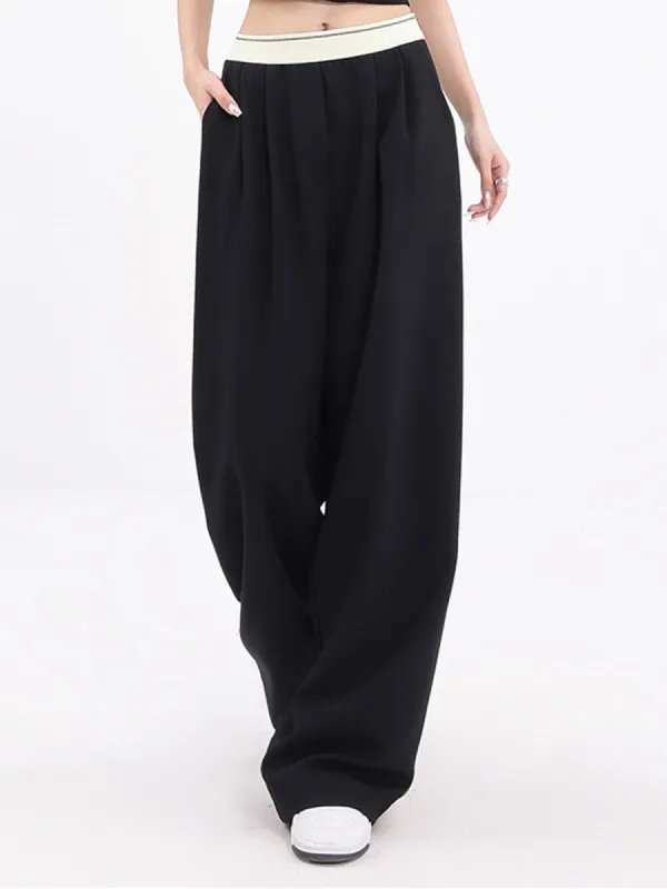 Elastic Waistband Wide Leg Pants sold by COMMENSE