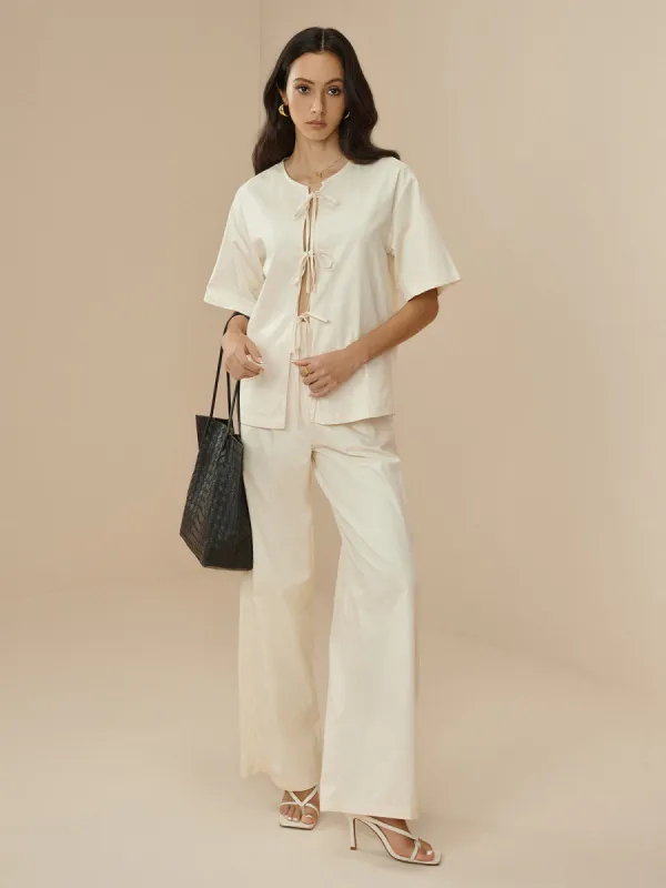 Cotton Lace Up Cozy Pants Set sold by COMMENSE