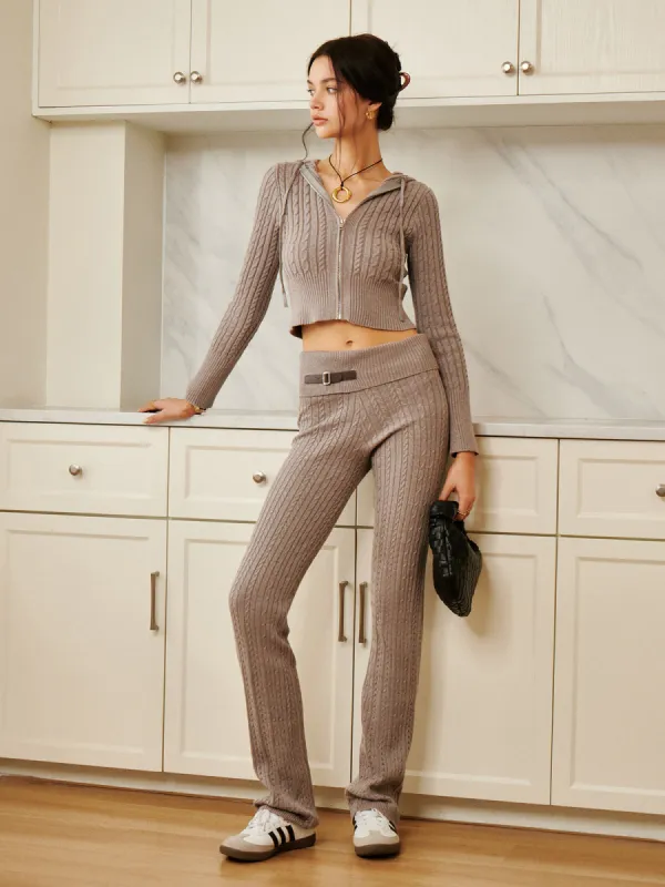 Knit Hood Drop Waist Pants Set sold by COMMENSE