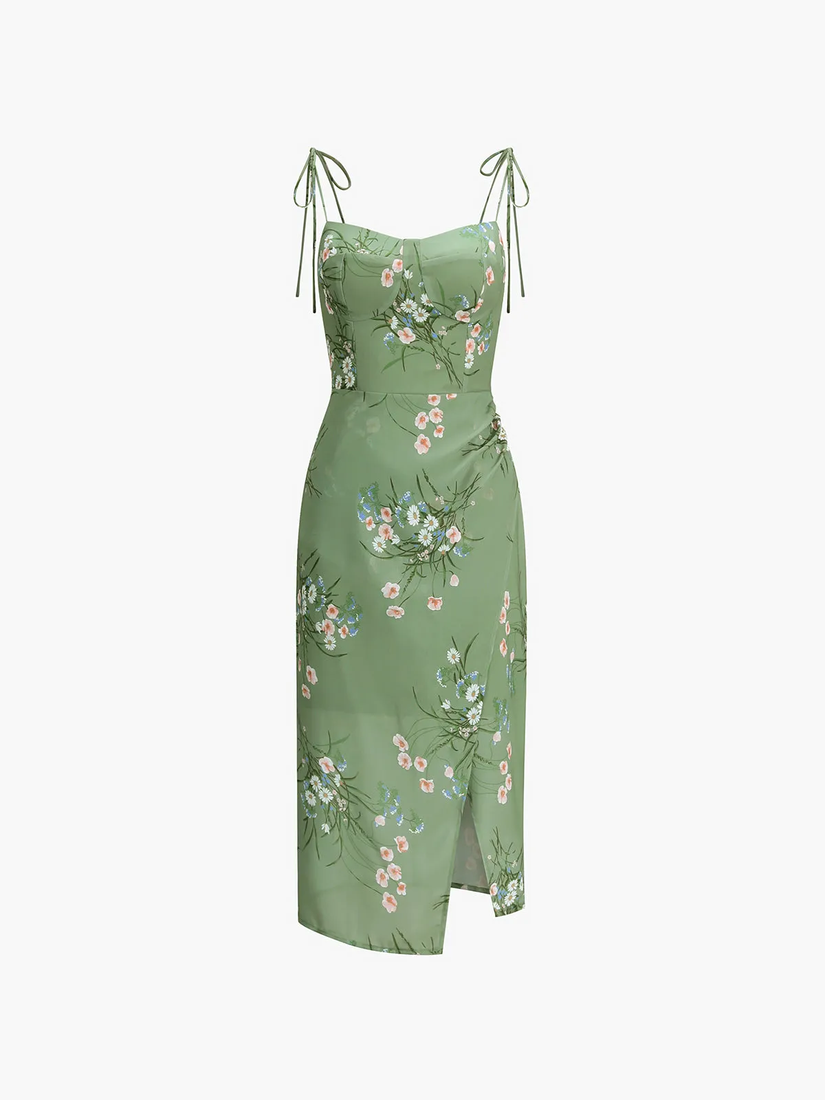 Floral Halter Chiffon Midi Dress sold by COMMENSE