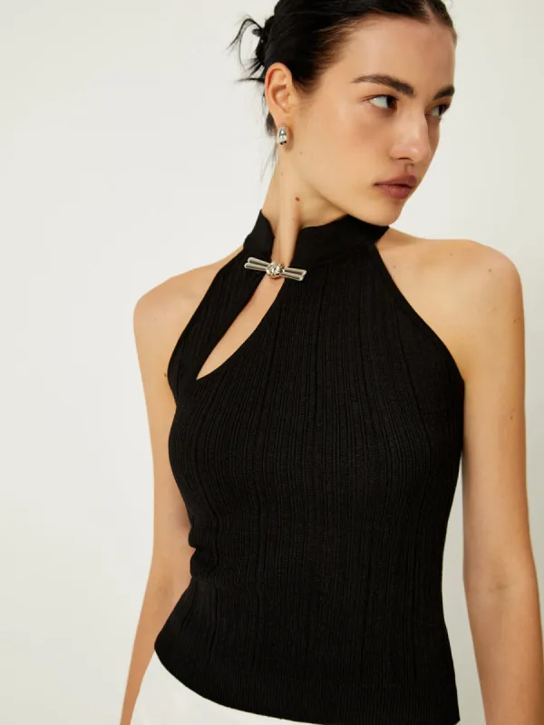 Asymmetrical Button Sweater Vest sold by COMMENSE