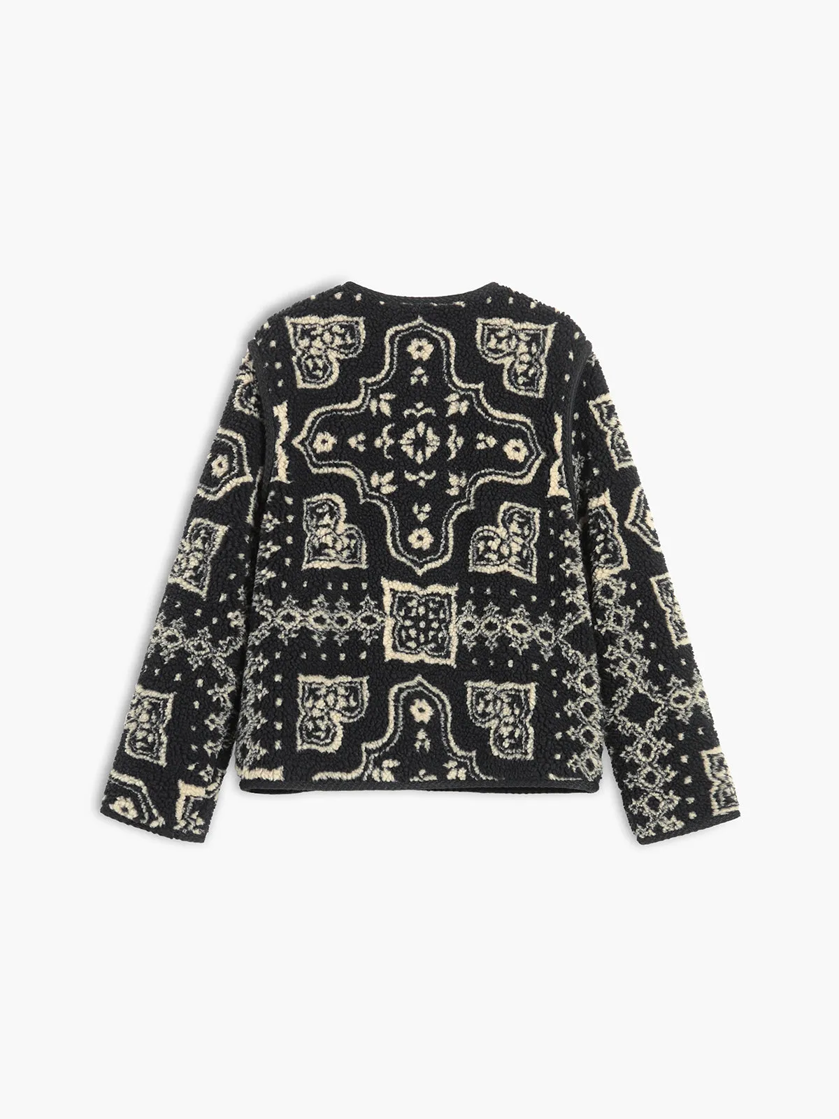 Paisley Print Button Sherpa Jacket sold by COMMENSE product image thumbnail 2