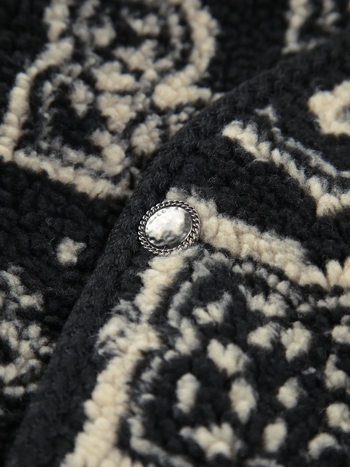 Paisley Print Button Sherpa Jacket sold by COMMENSE product image thumbnail 3