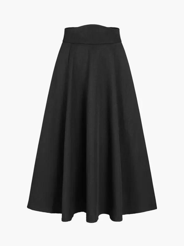 Pleat A-Line Midi Skirt sold by COMMENSE