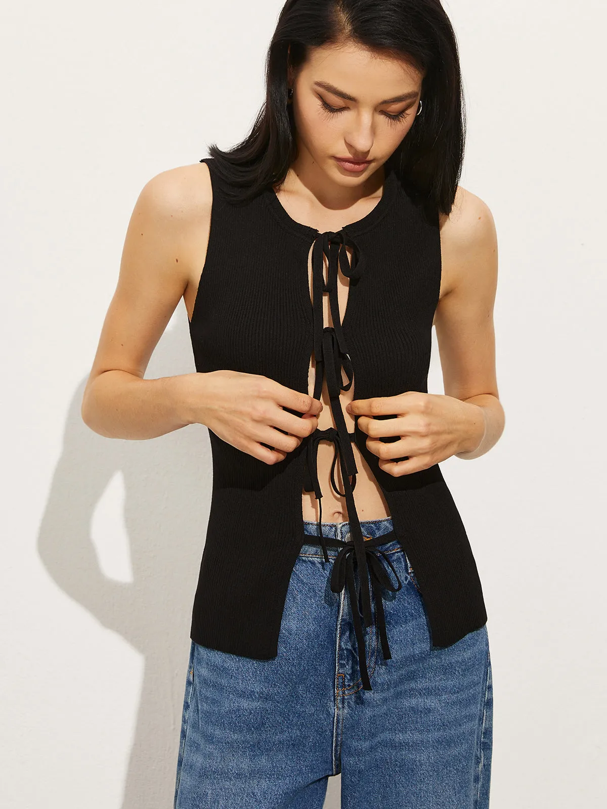 Crew Neck Bow Sweater Vest sold by COMMENSE product image thumbnail 2