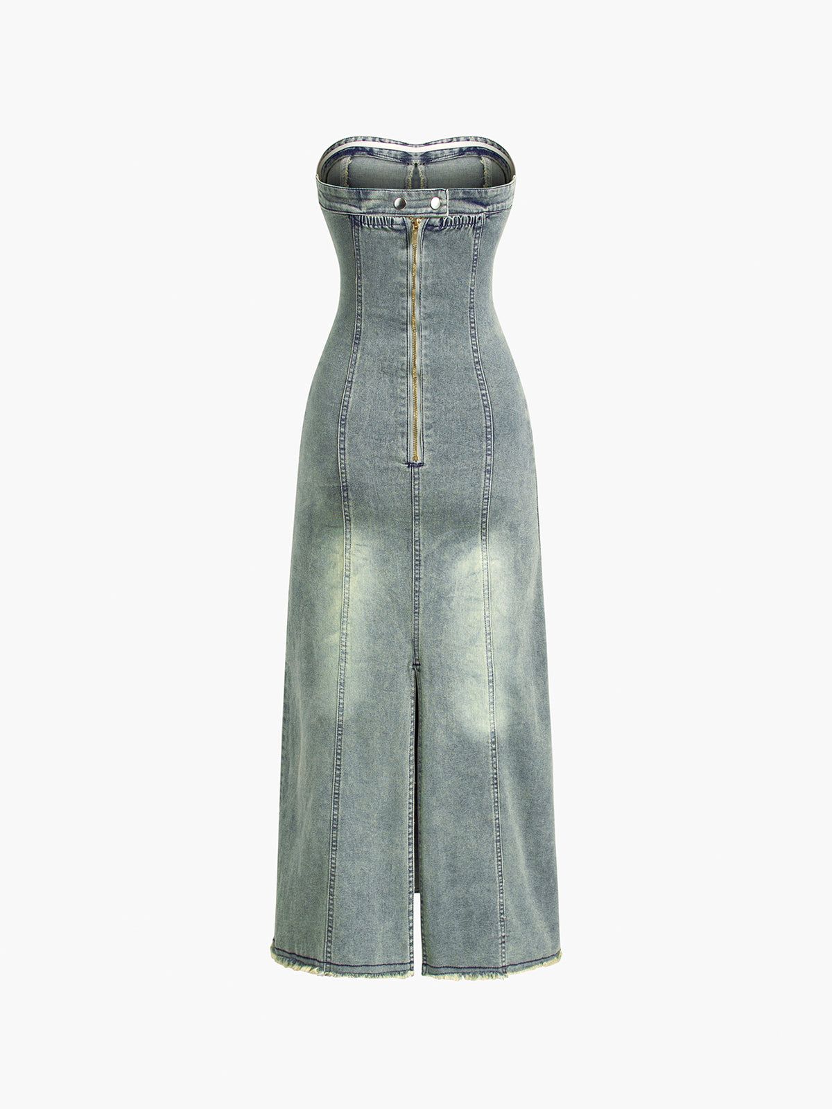 Faded Denim Tube Midi Jean Dress sold by COMMENSE product image thumbnail 3