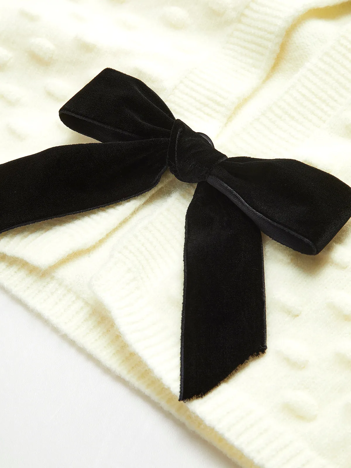 Bow Knotted Cozy Crop Knit Top sold by COMMENSE product image thumbnail 2