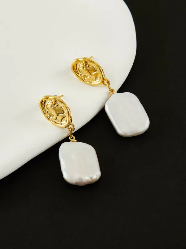 Baroque Pearl Pendant Earrings sold by COMMENSE