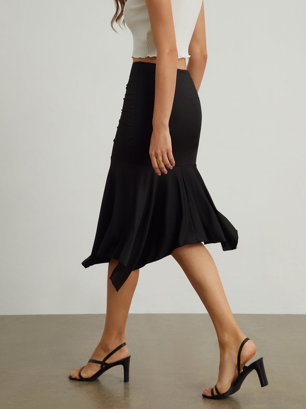 Oblique Hem Ruched Skirt sold by COMMENSE product image thumbnail 2